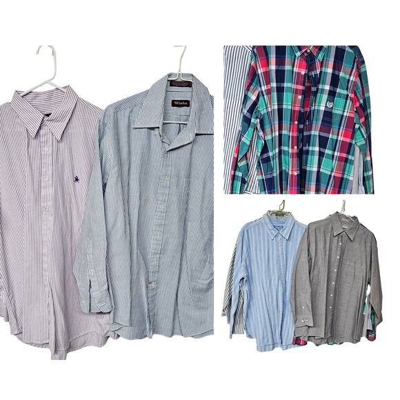 Saddlebred Long Sleeve Button Down Shirts Multicolor 7 Pieces Sets Men's Size XL - Picture 1 of 15